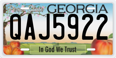 GA license plate QAJ5922