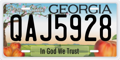 GA license plate QAJ5928