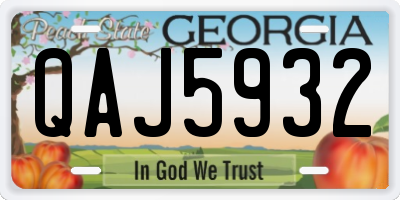 GA license plate QAJ5932