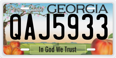 GA license plate QAJ5933