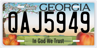 GA license plate QAJ5949