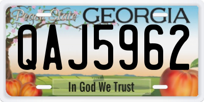 GA license plate QAJ5962