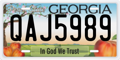 GA license plate QAJ5989