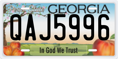 GA license plate QAJ5996