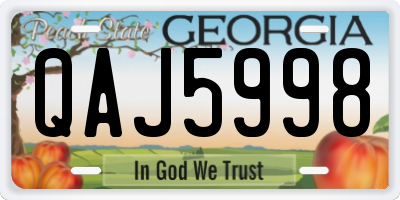 GA license plate QAJ5998