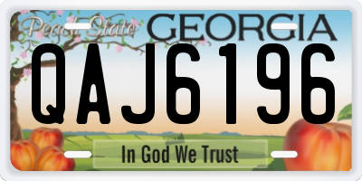 GA license plate QAJ6196