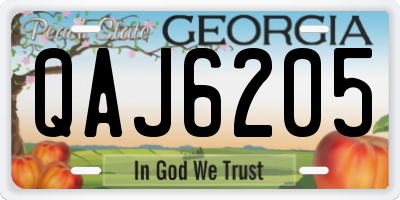 GA license plate QAJ6205
