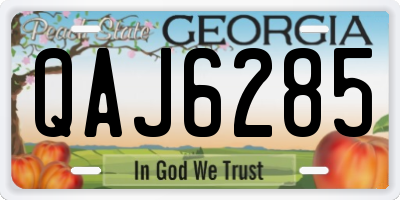 GA license plate QAJ6285