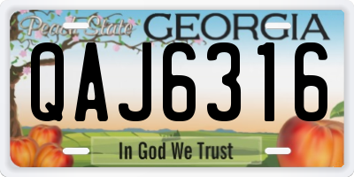 GA license plate QAJ6316