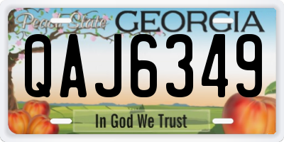 GA license plate QAJ6349