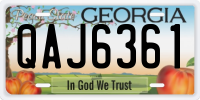 GA license plate QAJ6361