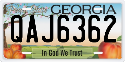 GA license plate QAJ6362