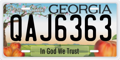 GA license plate QAJ6363