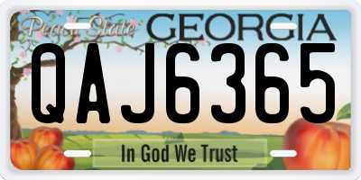 GA license plate QAJ6365