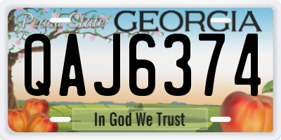 GA license plate QAJ6374
