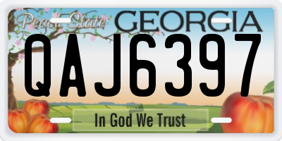 GA license plate QAJ6397