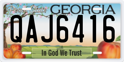 GA license plate QAJ6416