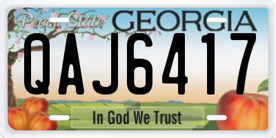 GA license plate QAJ6417