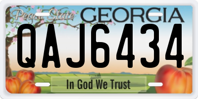 GA license plate QAJ6434