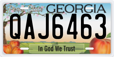 GA license plate QAJ6463
