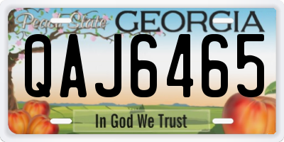 GA license plate QAJ6465