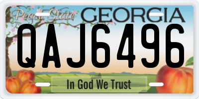 GA license plate QAJ6496