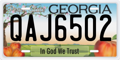 GA license plate QAJ6502