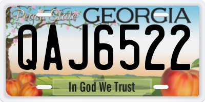 GA license plate QAJ6522