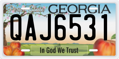 GA license plate QAJ6531