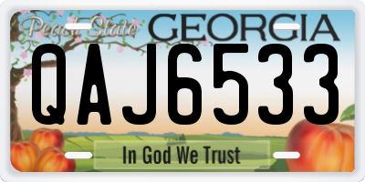 GA license plate QAJ6533