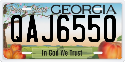 GA license plate QAJ6550