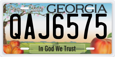 GA license plate QAJ6575