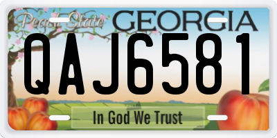 GA license plate QAJ6581