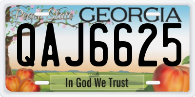 GA license plate QAJ6625