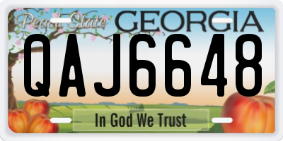 GA license plate QAJ6648