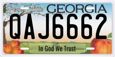 GA license plate QAJ6662