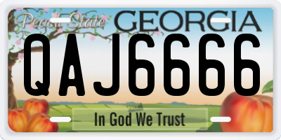 GA license plate QAJ6666
