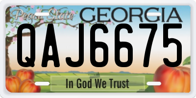 GA license plate QAJ6675