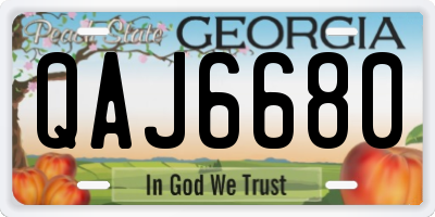GA license plate QAJ6680