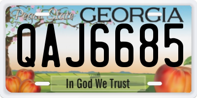 GA license plate QAJ6685