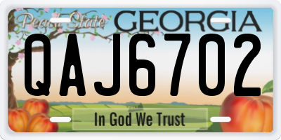 GA license plate QAJ6702