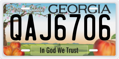 GA license plate QAJ6706