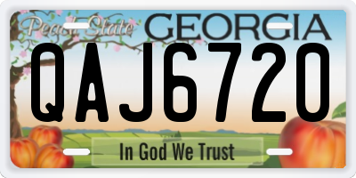 GA license plate QAJ6720