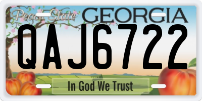 GA license plate QAJ6722