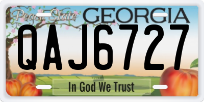 GA license plate QAJ6727