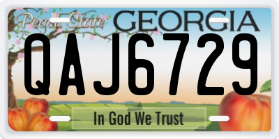 GA license plate QAJ6729
