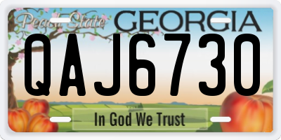 GA license plate QAJ6730