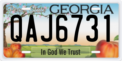 GA license plate QAJ6731