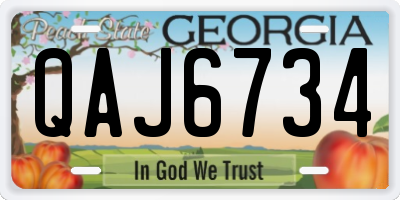 GA license plate QAJ6734