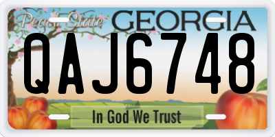 GA license plate QAJ6748